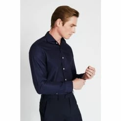 Moss Bros Tailored Fit Navy Non-Iron Shirt
