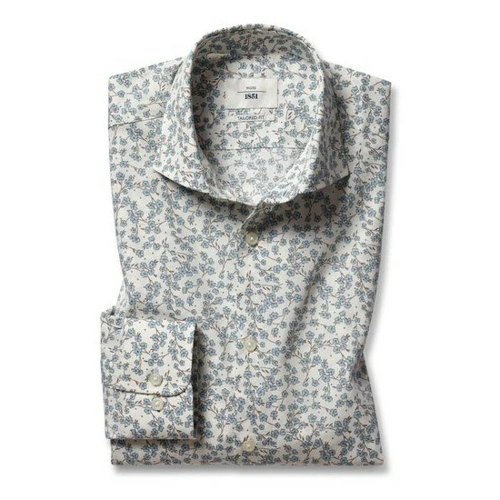 Moss Bros Moss Tailored Fit Blue Ditsy Floral Shirt 2 Moss Bros Moss Tailored Fit Blue Ditsy Floral Shirt - Image 2