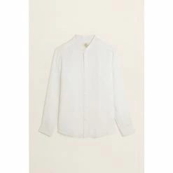 Moss Bros Moss White Tailored Fit Grandad Collar Shirt
