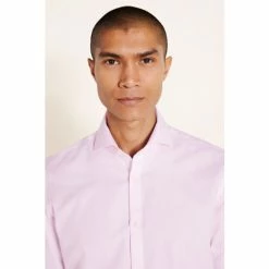 Alternative view of Moss Bros Slim Fit Pink Oxford Stripe Non-Iron Shirt
