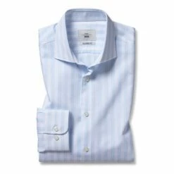 Alternative view of Moss Bros Moss Blue Tailored Fit Egyptian Cotton Sky Stripe Shirt