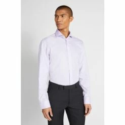 Moss Bros Lilac Tailored Fit Non-Iron Shirt