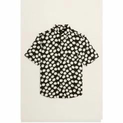 Moss Bros Moss Black Slim Fit Spot Short Sleeve Shirt
