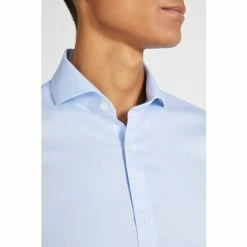 Alternative view of Moss Bros Moss Blue Slim Fit Sky Pinpoint Oxford Non-Iron Shirt