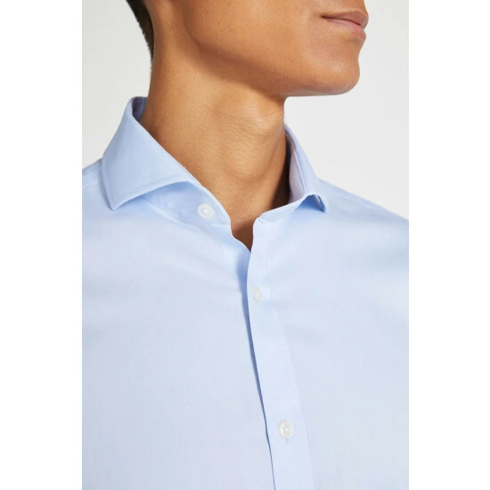 Moss Bros Moss Blue Slim Fit Sky Pinpoint Oxford Non-Iron Shirt 2 Moss Bros Moss Blue Slim Fit Sky Pinpoint Oxford Non-Iron Shirt - Image 2