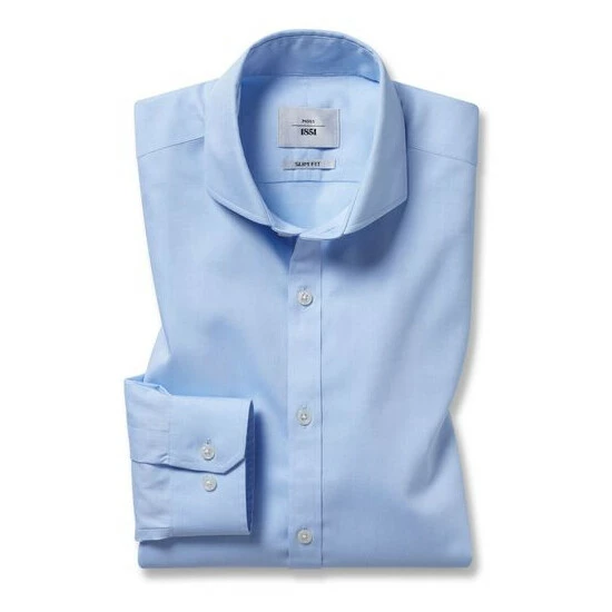 Moss Bros Moss Blue Slim Fit Sky Pinpoint Oxford Non-Iron Shirt 5 Moss Bros Moss Blue Slim Fit Sky Pinpoint Oxford Non-Iron Shirt - Image 5