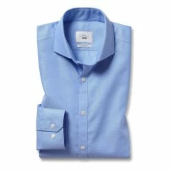 Moss Bros Moss Blue Slim Fit Royal Oxford Non-Iron Shirt -Moss Bros shop unnamed file 269