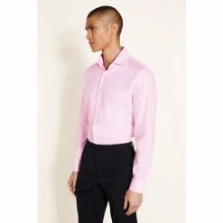 Moss Bros Moss Slim Fit Pink Dobby Stretch Shirt