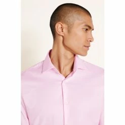 Alternative view of Moss Bros Moss Slim Fit Pink Dobby Stretch Shirt