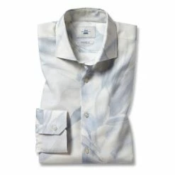 Moss Bros Moss Sky Blue Tailored Fit Floral Shirt