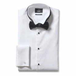 Moss Bros White Tailored Fit Wing Collar Marcella Dress Shirt