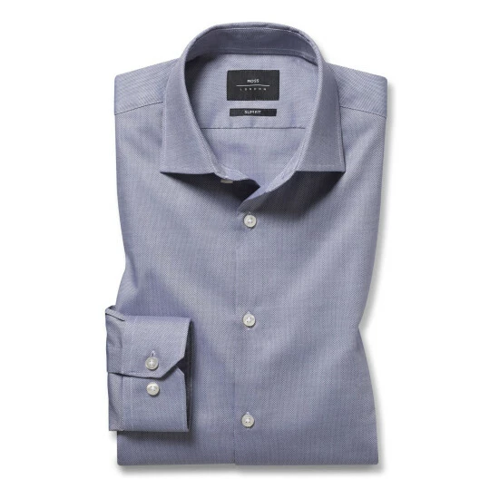 Moss Bros Moss Silver Slim Fit Dobby Stretch Shirt 1 Moss Bros Moss Silver Slim Fit Dobby Stretch Shirt