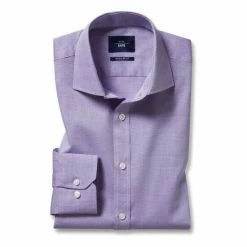 Alternative view of Moss Bros Moss Regular Fit Single Cuff Two Colour Lilac Dobby Shirt