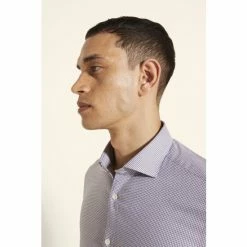 Alternative view of Moss Bros Tailored Fit Taupe Puppytooth Single Cuff Shirt