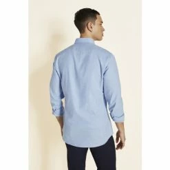 Alternative view of Moss Bros Moss Slim Fit Blue Brushed Shirt