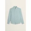 Moss Bros Moss Sage Green Tailored Fit Long Sleeve Linen Shirt