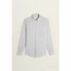 Moss Bros Moss Grey Tailored Fit Grey Long Sleeve Linen Shirt