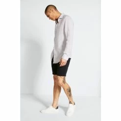 Alternative view of Moss Bros Moss Grey Tailored Fit Grey Long Sleeve Linen Shirt