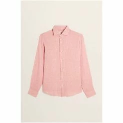 Alternative view of Moss Bros Moss Pink Tailored Fit Long Sleeve Linen Shirt