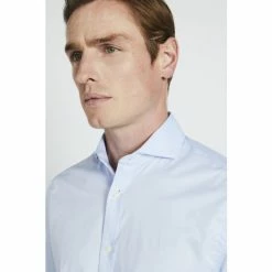 Alternative view of Moss Bros Tailored Fit Sky Blue Twill Stretch Shirt