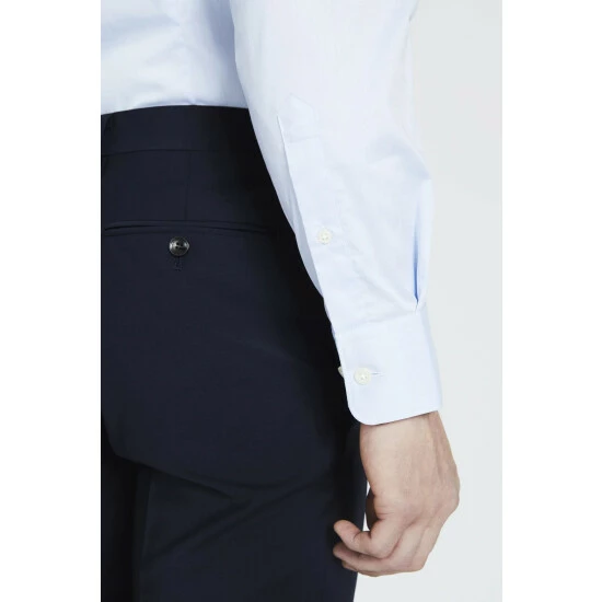 Moss Bros Tailored Fit Sky Blue Twill Stretch Shirt 3 Moss Bros Tailored Fit Sky Blue Twill Stretch Shirt - Image 3