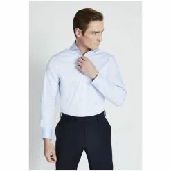 Moss Bros Tailored Fit Sky Blue Twill Stretch Shirt 7 Moss Bros Tailored Fit Sky Blue Twill Stretch Shirt -Moss Bros shop unnamed file 330