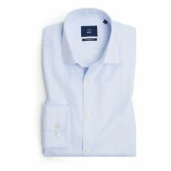 Moss Bros Moss Tailored Fit Sky Single Cuff Dobby Shirt