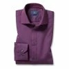 Moss Bros Moss Regular Fit Single Cuff Berry Dobby Shirt