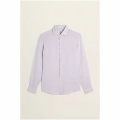 Alternative view of Moss Bros Moss Purple Tailored Fit Lilac Long Sleeve Linen Shirt