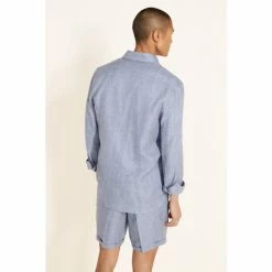 Alternative view of Moss Bros Moss Light Blue Linen Overshirt