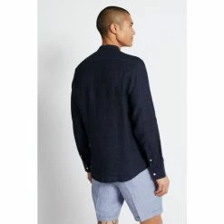 Alternative view of Moss Bros Moss Blue Tailored Fit Grandad Collar Shirt