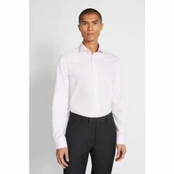 Moss Bros Pink Tailored Fit Non-Iron Shirt