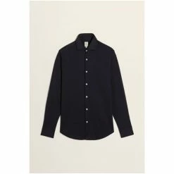 Alternative view of Moss Bros Moss Navy Blue Tailored Fit Jersey Popover Shirt