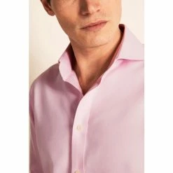 Alternative view of Moss Bros Moss Tailored Fit Pink Single Cuff Arrow Weave Zero Iron Shirt