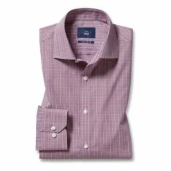 Moss Bros Moss Regular Fit Berry Check Shirt -Moss Bros shop unnamed file 392