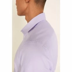 Alternative view of Moss Bros Moss Tailored Fit Lilac Single Cuff Dobby Shirt