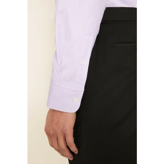 Moss Bros Moss Tailored Fit Lilac Single Cuff Dobby Shirt 3 Moss Bros Moss Tailored Fit Lilac Single Cuff Dobby Shirt - Image 3