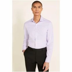 Moss Bros Moss Tailored Fit Lilac Single Cuff Dobby Shirt 7 Moss Bros Moss Tailored Fit Lilac Single Cuff Dobby Shirt -Moss Bros shop unnamed file 398