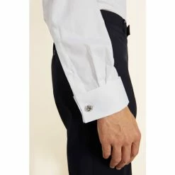 Moss Bros Moss Regular Fit White Double Cuff Textured Shirt -Moss Bros shop unnamed file 4