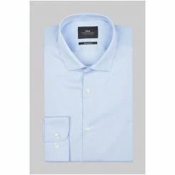 Moss Bros Moss Skinny Fit Sky Single Cuff Stretch Shirt -Moss Bros shop unnamed file 40