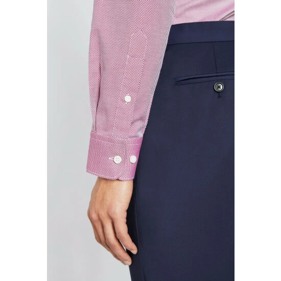 Moss Bros Red Tailored Fit Berry Single Cuff Alfeo Dobby Shirt 3 Moss Bros Red Tailored Fit Berry Single Cuff Alfeo Dobby Shirt - Image 3