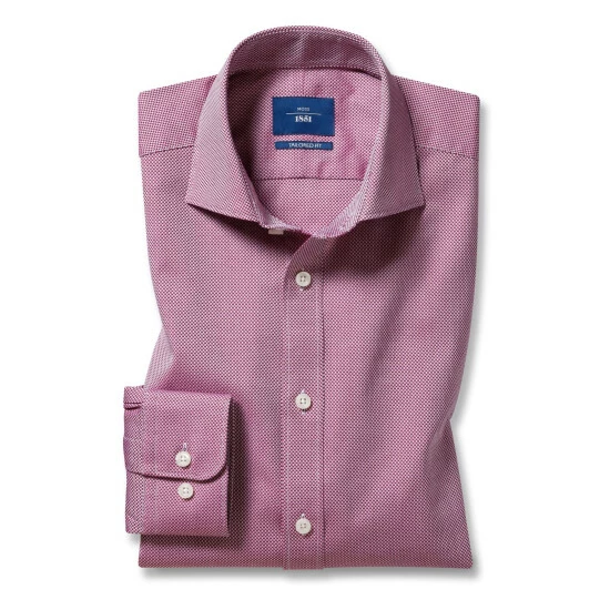 Moss Bros Red Tailored Fit Berry Single Cuff Alfeo Dobby Shirt 4 Moss Bros Red Tailored Fit Berry Single Cuff Alfeo Dobby Shirt - Image 4
