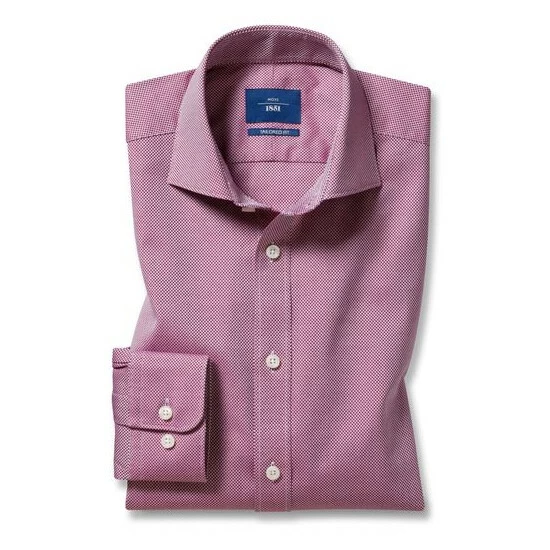 Moss Bros Red Tailored Fit Berry Single Cuff Alfeo Dobby Shirt 5 Moss Bros Red Tailored Fit Berry Single Cuff Alfeo Dobby Shirt - Image 5