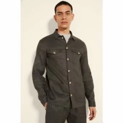 Alternative view of Moss Bros Moss Khaki Green Linen Safari Shirt
