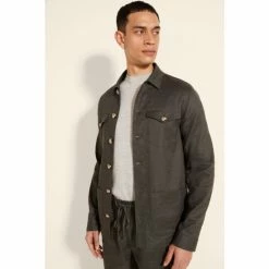 Moss Bros Moss Khaki Green Linen Safari Shirt -Moss Bros shop unnamed file 407