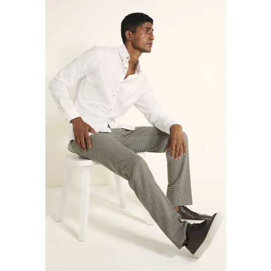 Moss Bros Moss Slim Fit Ecru Brushed Shirt 1 Moss Bros Moss Slim Fit Ecru Brushed Shirt