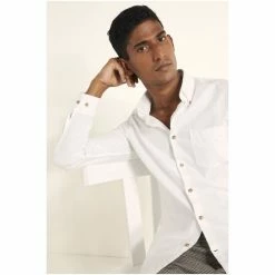 Moss Bros Moss Slim Fit Ecru Brushed Shirt 9 Moss Bros Moss Slim Fit Ecru Brushed Shirt -Moss Bros shop unnamed file 414