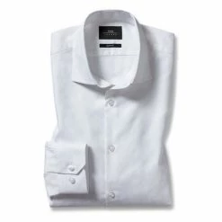 Moss Bros Moss Slim Fit White Jacquard Shirt