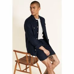 Moss Bros Moss Navy Linen Safari Shirt -Moss Bros shop unnamed file 420