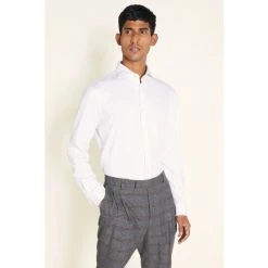 Moss Bros Moss White Tailored Fit Jersey Shirt